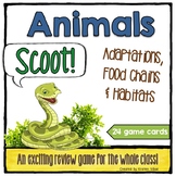 Animal SCOOT Game | Task Cards | Adaptations, Food Chains 