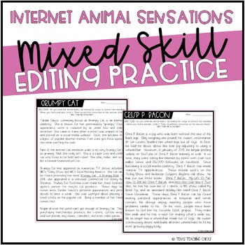 Preview of Animal Sensations: Mixed Skill Editing Passages