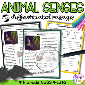 Preview of Animal Senses NGSS 4-LS1-2 Science Differentiated Reading Passages Questions