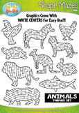 Animal Shaped Mazes Clipart {Zip-A-Dee-Doo-Dah Designs}