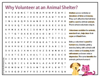 Preview of Animal Shelter Word Search