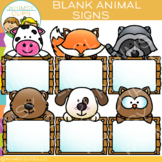 Blank Signs with Animals Clip Art