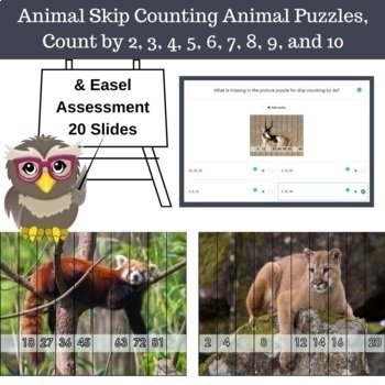 Preview of Animal Skip Counting Animal Puzzles, Count by 2, 3, 4, 5, 6, 7, 8, 9, and 10