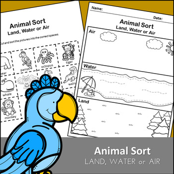 Animal Sort - Land, Air or Water by Teach Me Visually | TPT
