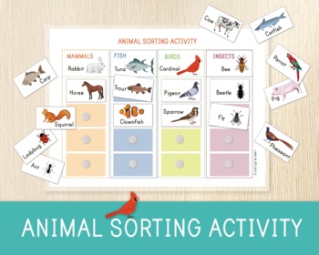 Preview of Animal Sorting Activity, Animal Kingdoms, Mammals, Birds, Fish, Insects, Science