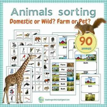 Animal Sorting- Domestic, Wild, Farm, Pet, Both (Real Photos) | TPT