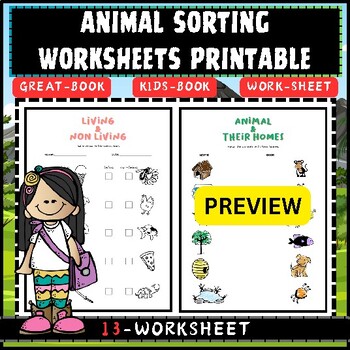 Preview of Animal Sorting Worksheets Printable for kids