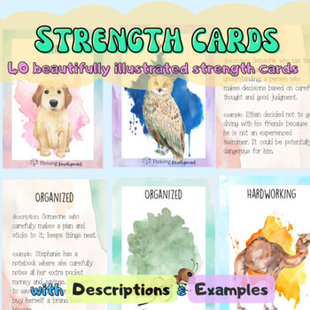 Preview of Animal Strength Cards: 40 illustrated cards with  descriptions & examples