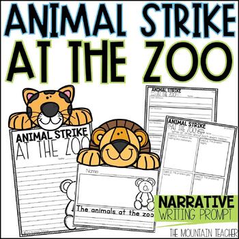 Preview of Animal Strike at the Zoo Writing Prompt and Zoo Animals Craft
