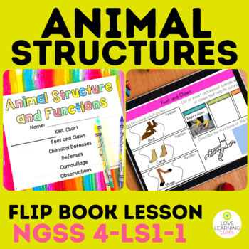 Preview of Animal Structure and Function Flip Book Lesson & Review Activity 4th Grade NGSS