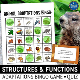Animal Adaptations Structures and Functions Bingo Game Set 1