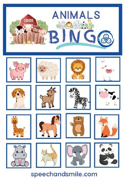 Preview of Animal THEME BINGO Matching Game Speech Therapy Activity