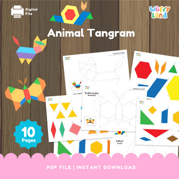 Preview of Animal Tangram, Tangram Puzzles Printable Game, Montessori Cards, Kids Printable