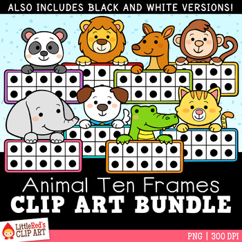 Preview of Animal Ten Frames Clip Art Bundle