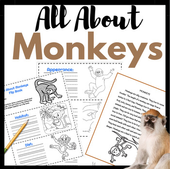 Preview of All About Monkeys Thematic Non-Fiction Animal Unit - Zoo Animal Research