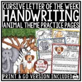 Animal Theme Alphabet Cursive Handwriting Practice Workshe