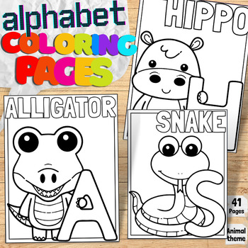 Preview of Animal Theme Posters and Coloring Book Alphabet A to Z Coloring Pages For kids