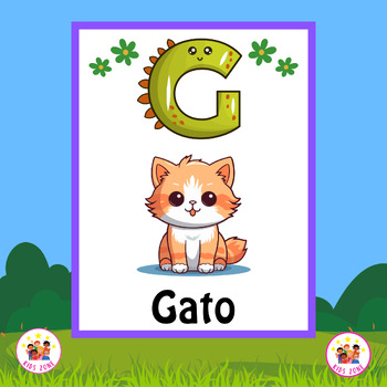 Animal Theme Spanish Alphabet Letter Flash cards in Spanish for Pre-k ...