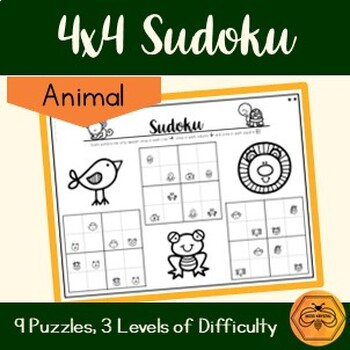 Animal Themed 4x4 Sudoku Puzzles