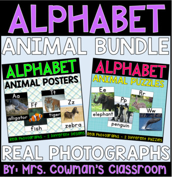 Preview of Animal Themed Alphabet Posters & Puzzles: Real-Life Photos (A to Z) Bundle