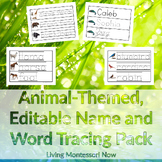 Animal-Themed, Editable Name and Word Tracing Pack