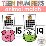 Animal Themed Teen Numbers Matching Game Kindergarten Math Center