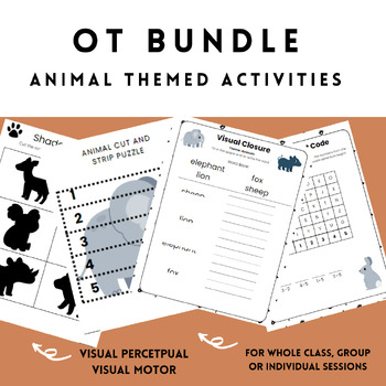 Preview of Animal Themed Visual Motor and Visual Perceptual Skills Bundle