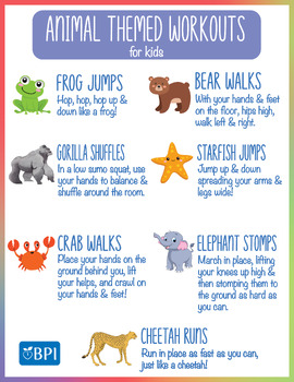 Preview of Animal Themed Workouts for Kids!