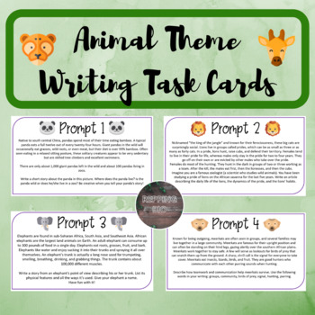 Preview of Animal-Themed Writing Prompt Task Cards