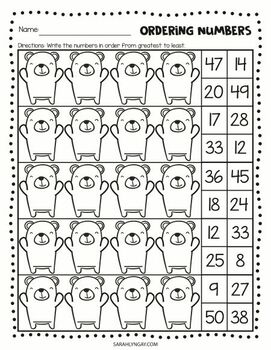 Animal Themes Ordering Numbers Printable Set by Sarah Lyn Gay | TPT