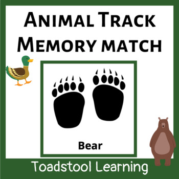 Animal Tracks Memory Matching Game by Toadstool Learning | TPT