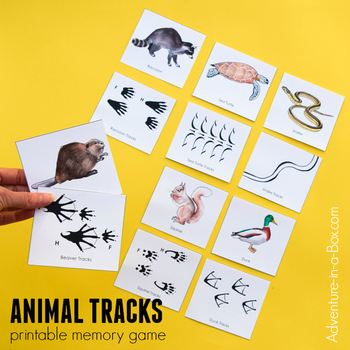Preview of Animal Tracks: Printable Nature Memory Matching Game for Kids