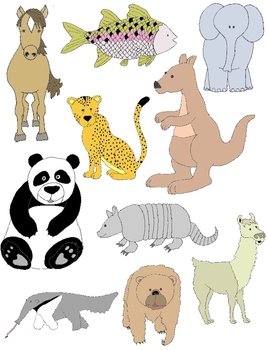 Preview of Animal Treasury Clip Art: 50 PNGs