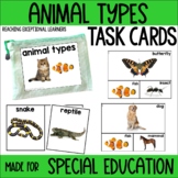 Animal Types Task Cards Special Education