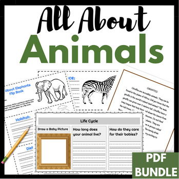Preview of All About Animals Thematic Non-Fiction Unit - Zoo Research Presentation BUNDLE