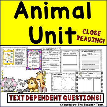 Preview of Animal Unit | Reading Comprehension Passages and Questions