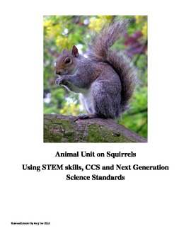 Preview of Animal Unit on Squirrels Using STEM Skills, CCS and Next Gen Science Standards