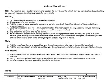 Preview of Animal Vacations PBL