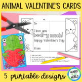 Animal Valentine's Day cards to color