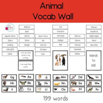 Preview of Animal Word Wall | Alphabetical Display