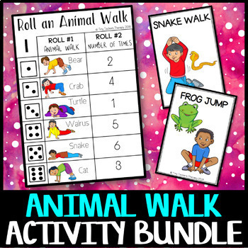 Preview of Animal Walk Activity Bundle: brain breaks, sensory processing, coping strategies