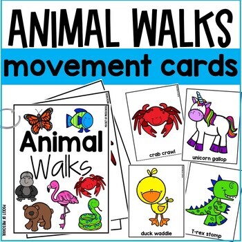 Preview of Animal Walk Movement Cards - Music, Transitions, Calm Down, Brain Breaks