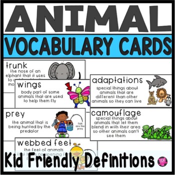 Preview of Animals Word Wall Cards for Kindergarten 1st and 2nd Grade | All About Animals