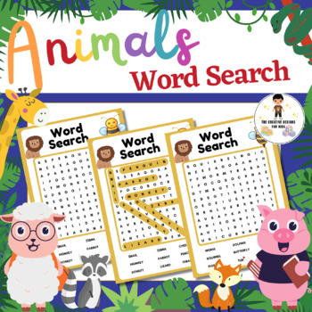 Animal Word Search by The Creative Designs For Kids | TPT