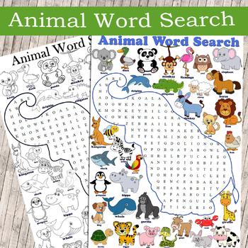 Animal Word Search | Zoo and Farm Animals Wordsearch by Valerie Fabre