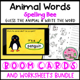Animal Words Spelling Boom Cards and Worksheets Bundle