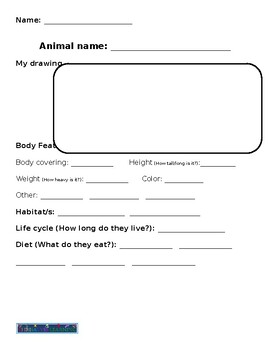 Preview of Animal Writing - Graphic Organizer