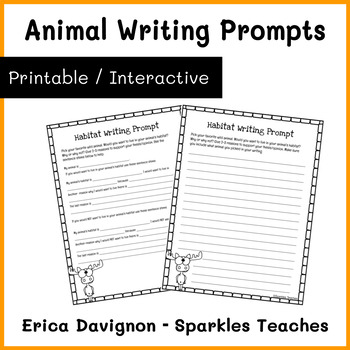 Animal Writing Prompts | Digital & Printable by Sparkles Teaches