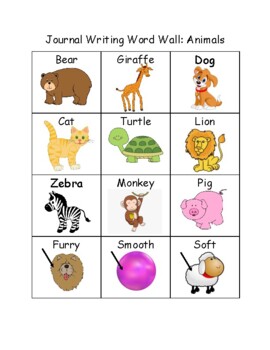 Preview of Animal Writing Word Wall