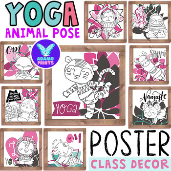 Preview of Animal Yoga Pose Posters Mindfulness Classroom Decor Bulletin Board Ideas